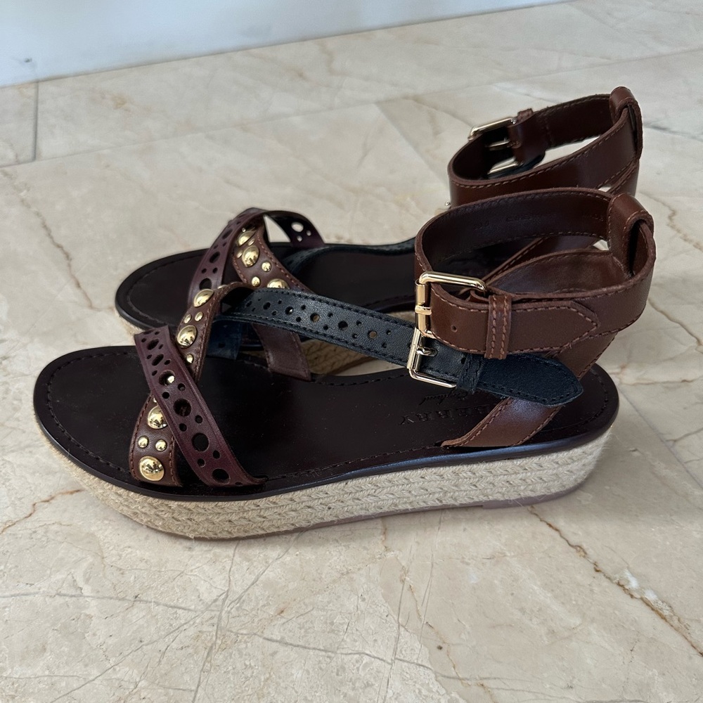 Burberry sandals Malthouse leather platform espadrille sandals Sz 39.5 US 9.5